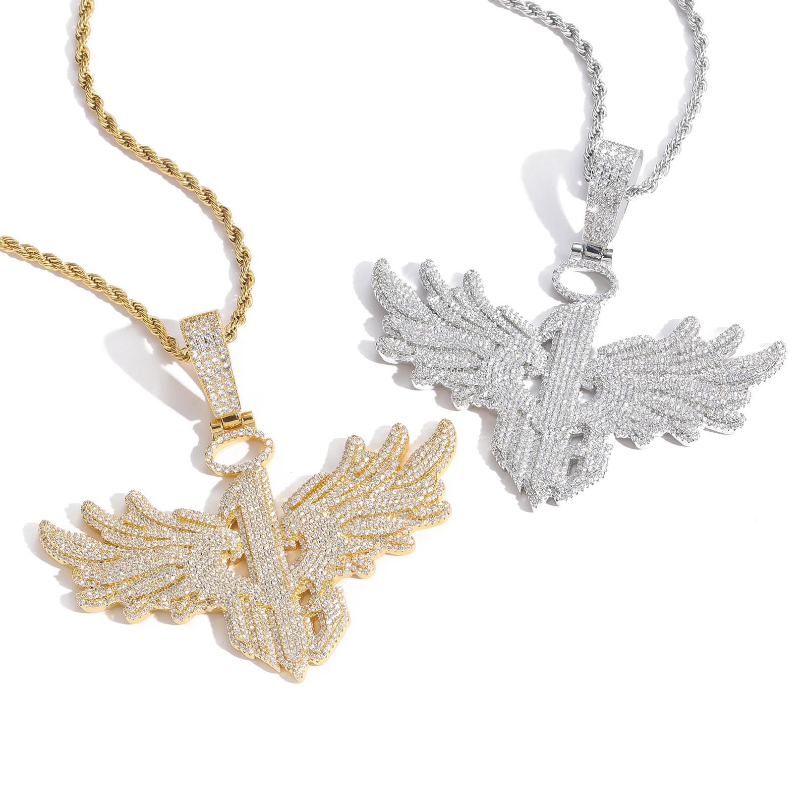 New Style Hip Hop Wing Number 1 Large Size Ice Out Bling Moissanite Trendy Labubu Accessory Necklace Pass the diamond tester