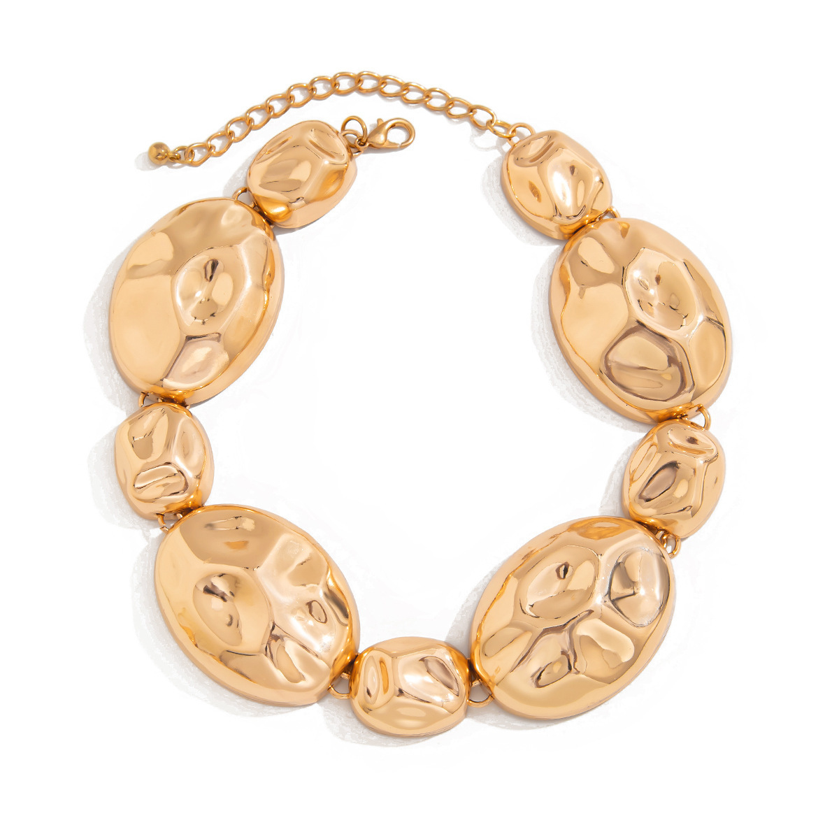 Fashion Light INS Collarbone Design Sense Shiny Metal Wrinkle Irregular Pendant Necklace