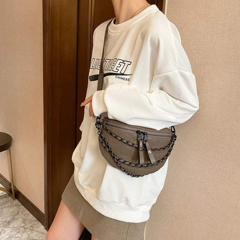 Womens Waist Bag High Quality Leather Chest Bag Fashion Chain Waist Pack Ladies Crossbody Bags Fanny Pack 250623