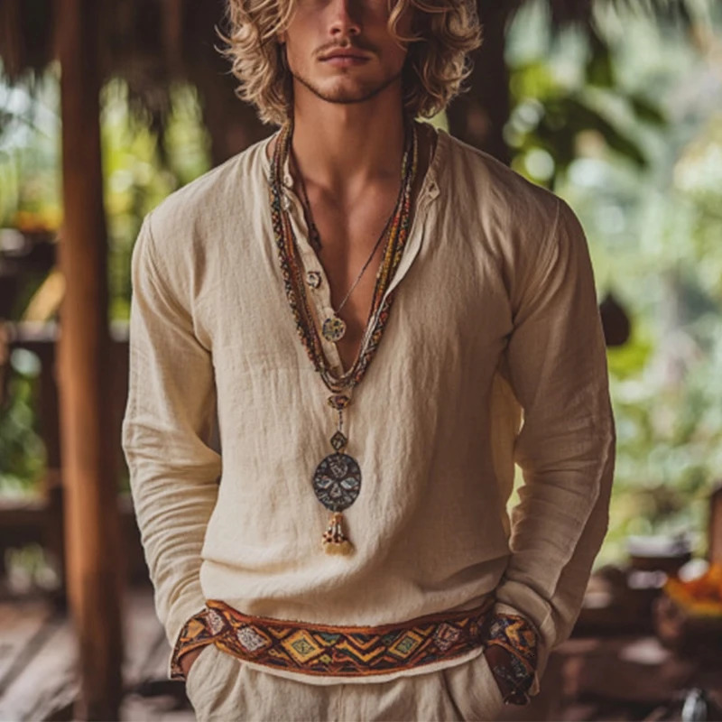 Classic Mens Long Sleeve Henley Shirts Casual Breathable Loose Solid Color Tops For Men Summer Leisure Buttoned Pullovers 250618