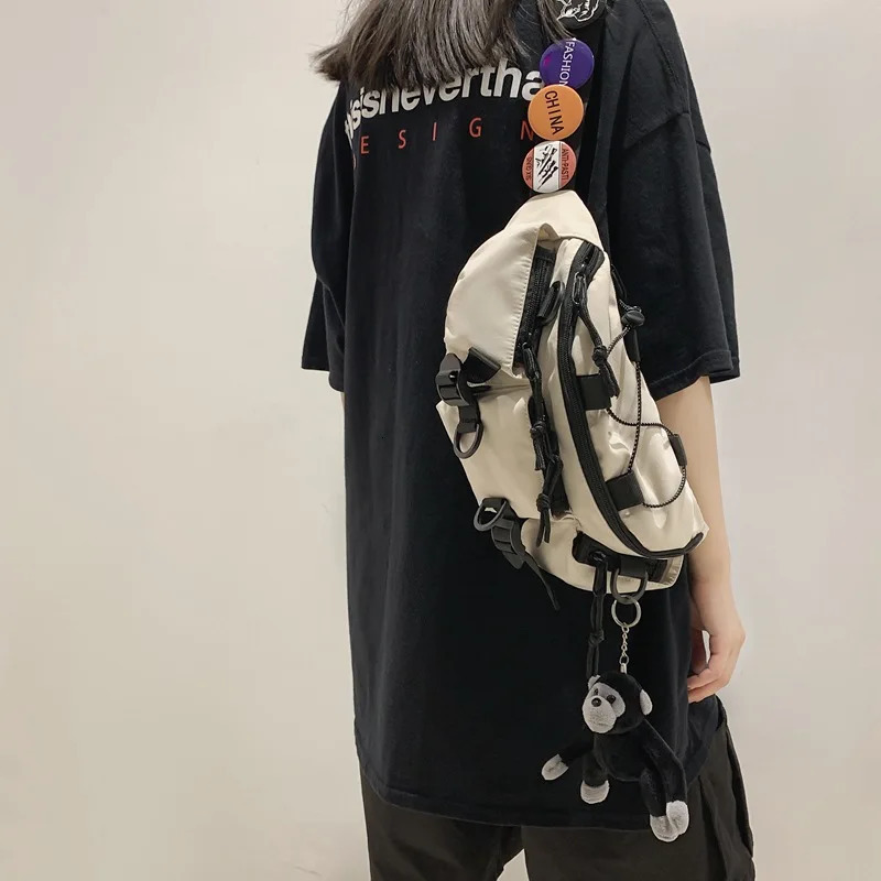 Techwear Punk Hip Hop Crossbody Bag Men Women Street Casual Cycling Motorcycle Fanny Pack Large-capacity Waterproof Waist Bag 250623