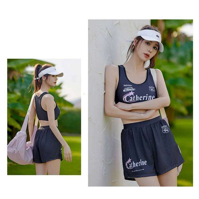 Women's 3 Piece Rash Guard Short Sleeve Swimsuits Zip Up Loose Shirt+Bra+Boyshorts Quick Dry Cover Ups Drawstring Beachwear