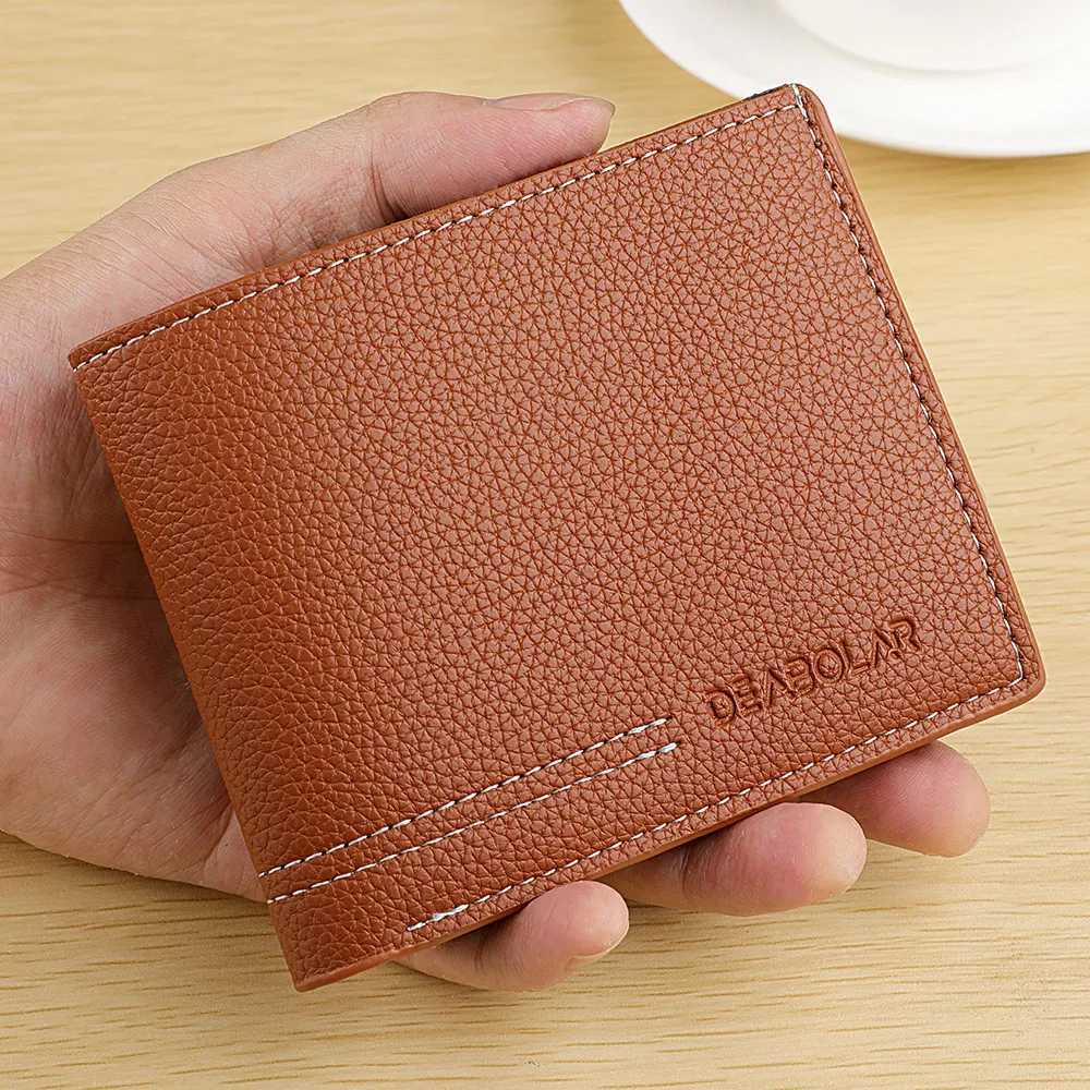 Mens Wallet Mens Youth Luxury Short Leather Card Holder Slim Minimalist Double Fold Mens Wallet XJ250624