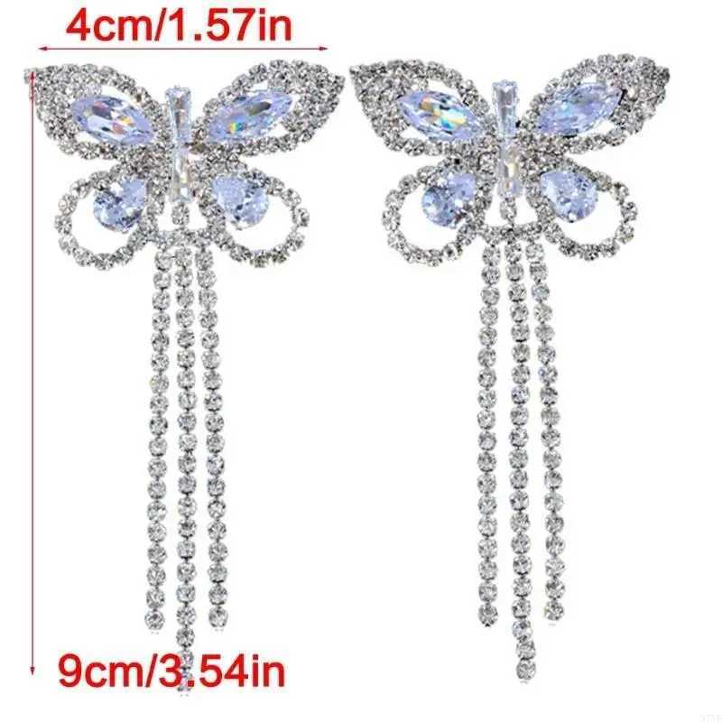 N7YE Sparkly Rhinestones Butterfly Tassels Nipple Covers Jewelry Crystal Breast Cover W250624