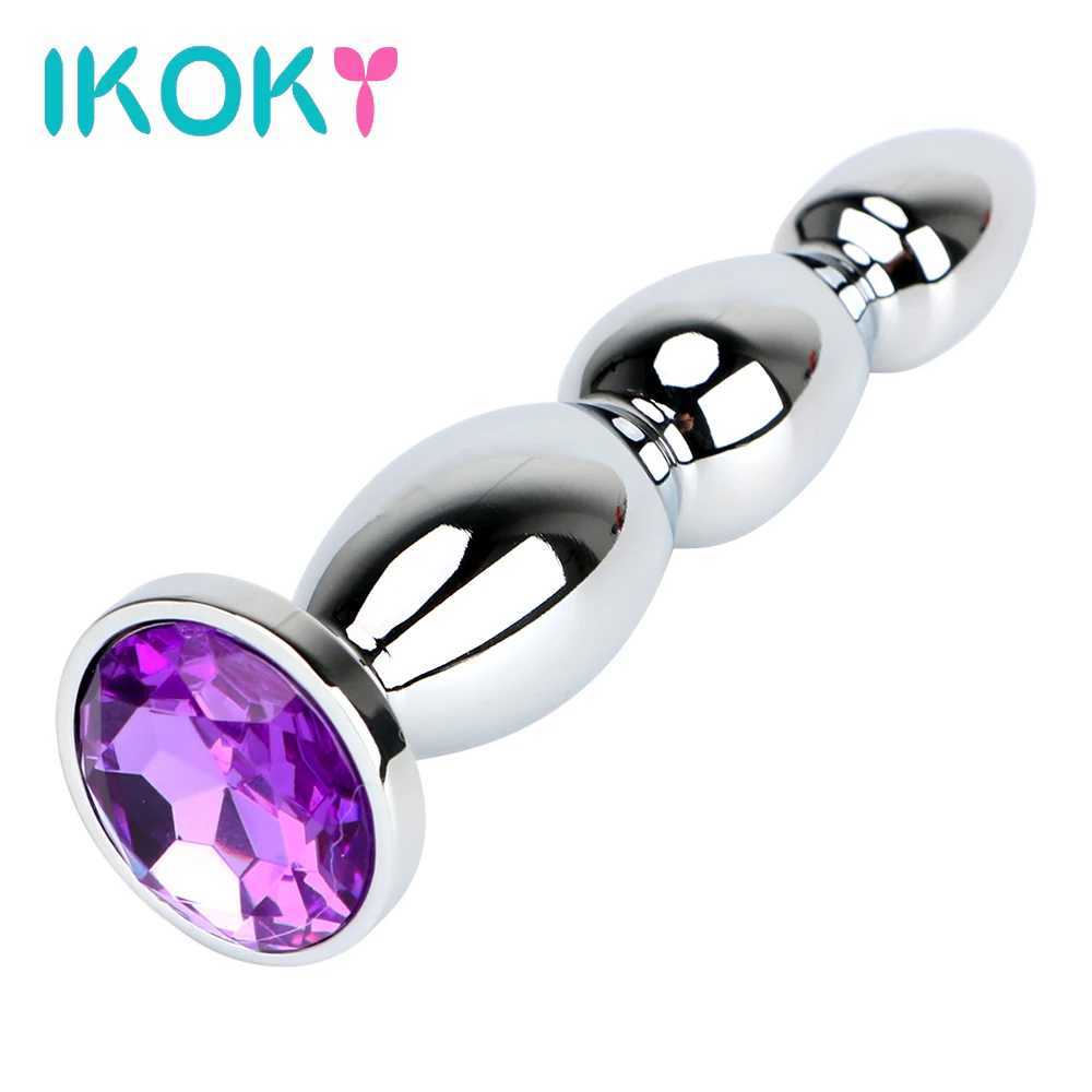 IKOKY Big Size Jewel Anal Plug Prostate Massage Metal Anal Beads Long Butt Plug Sex Toys for Women Men Erotic Adult Sex Shop W250624