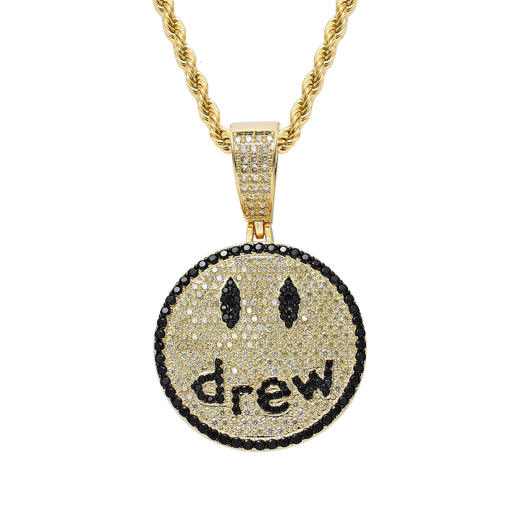 Luxury Moissanite Jewelry Hip Hop Necklace Drew Smiley Face Pendant High Quality Couple Style Iced Out Necklace Pass the diamond tester
