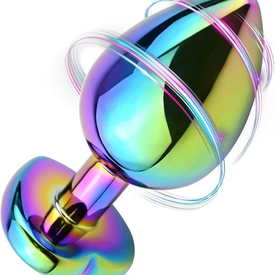 Mini Rainbow Rose Gold Butt Plug Crystal Jewelry Metal Anal Beads Butt Plug Trainer Anal Dildo for Women Men Masturbation Sex Toy W250624