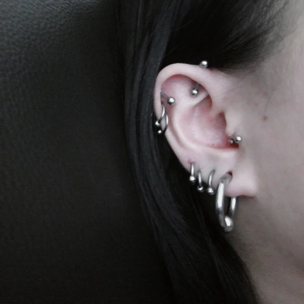 10pcsSet Steel Large Size Captive Beads Lip Rings BCR Nipple Eyebrow Tragus Ear Hoop Earrings Piercing Body Jewelry 250613