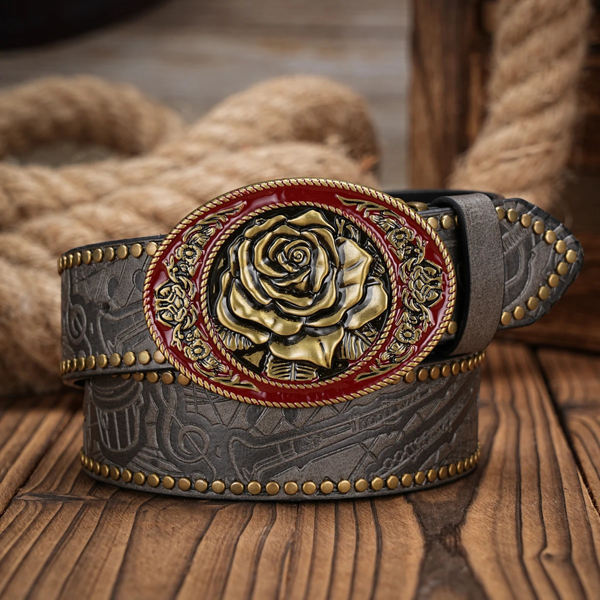 Men WomenWesternCowboyPU LeatherBelts Vintage horse Belt Floral Engraved Buckle for Jeans 250616
