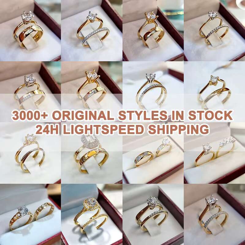 In Stock Wholesale Factory Price Vvs GRA Diamond 925 Silver Hypoallergenic Couple Rings Moissanite Wedding Rings Couple Set