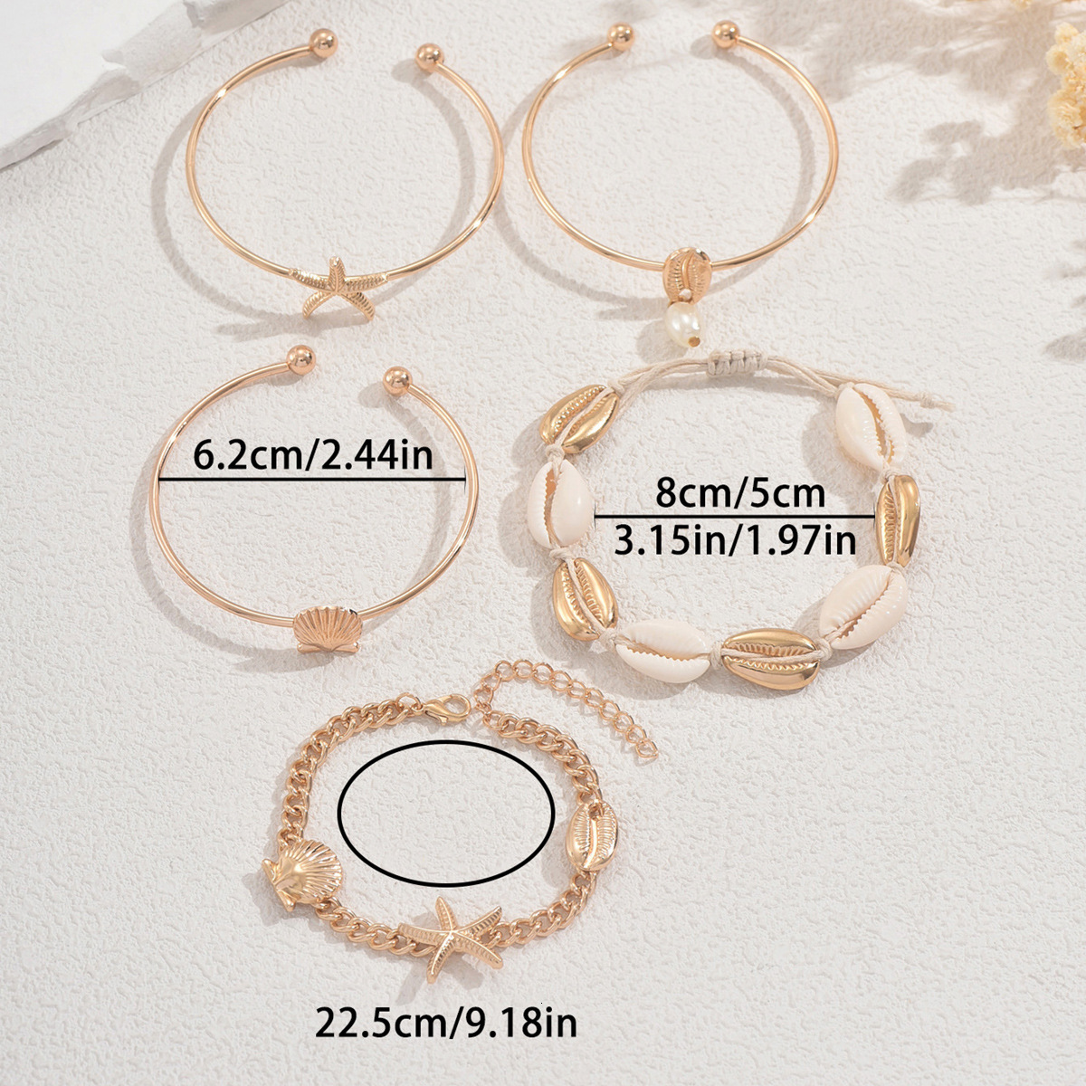 New Ocean Style Women's Shell And Starfish Design Combination Bracelet Beach Party Jewelry