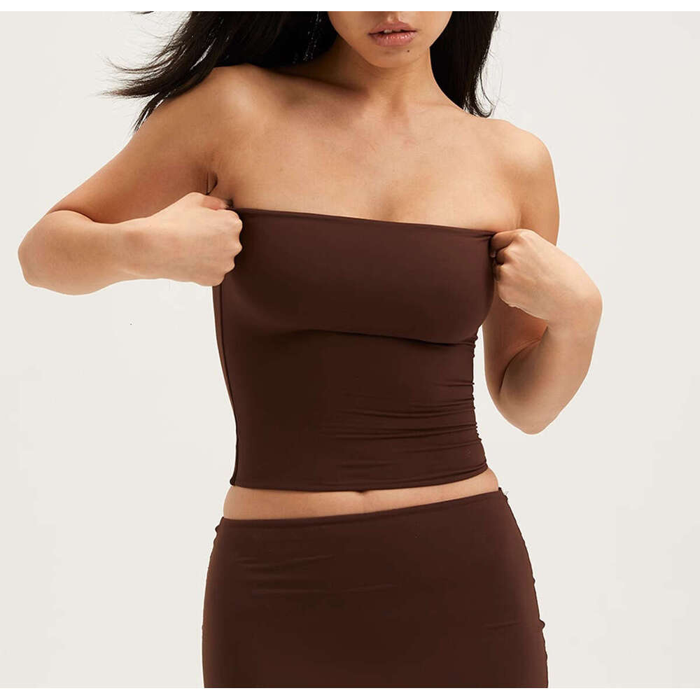 American Style Spicy Girl Bare Sensation Skin-Friendly One-Piece Tube Top Women Pure Desire Sexy Base Wrap Chest Sports Fitness Vacation B5