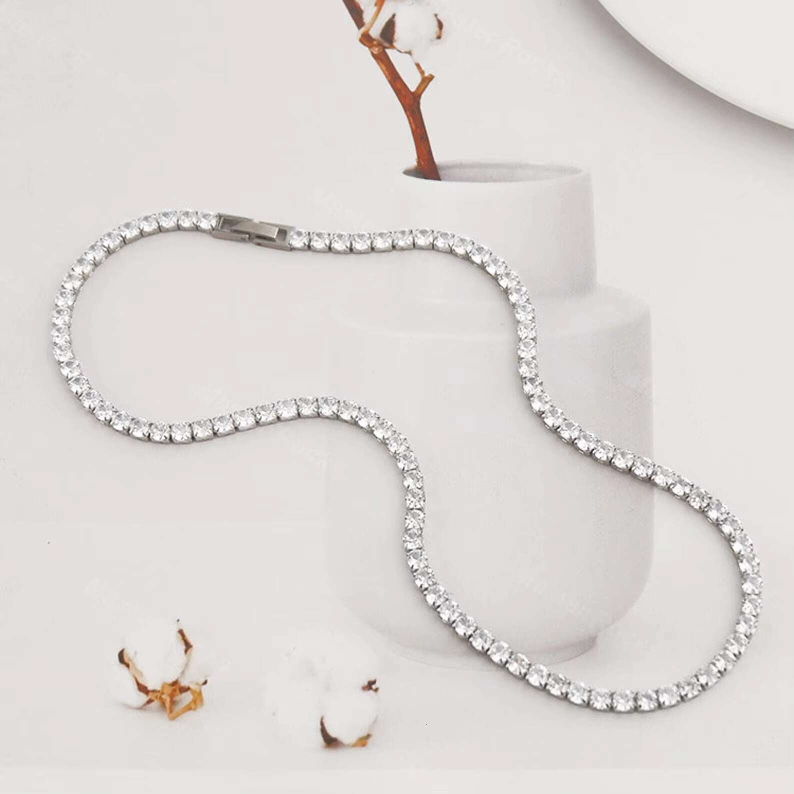 925 Silver Tennis Women Gra Certificates Moissanite Tennis Chain 4mm Hip Hop Tennis Chain Necklace Mens