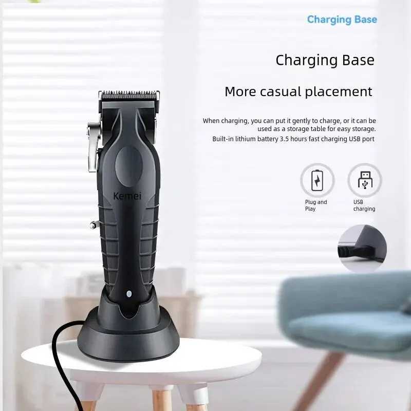 KEMEI Mens Professional Hair Clipper USB Adjustable Hair Clipper Set Beard Clipper Machine Hair Clipper KM-2296 XJ250624