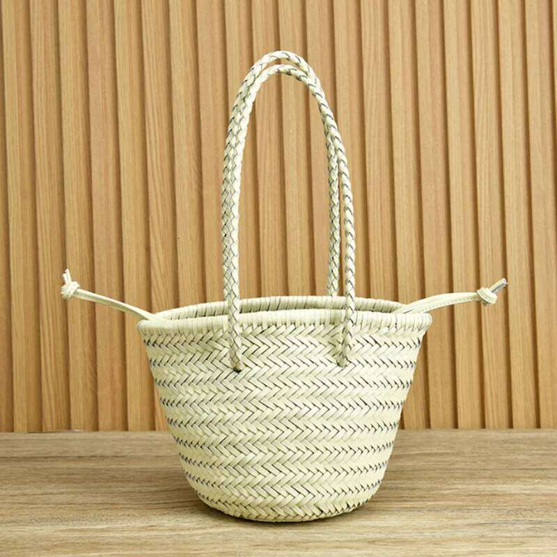 bags Vintage Genuine Leather Hand Tote Top Quality Women Weave Basket Shopping Bags Travelling Beach Hobos Handbag
