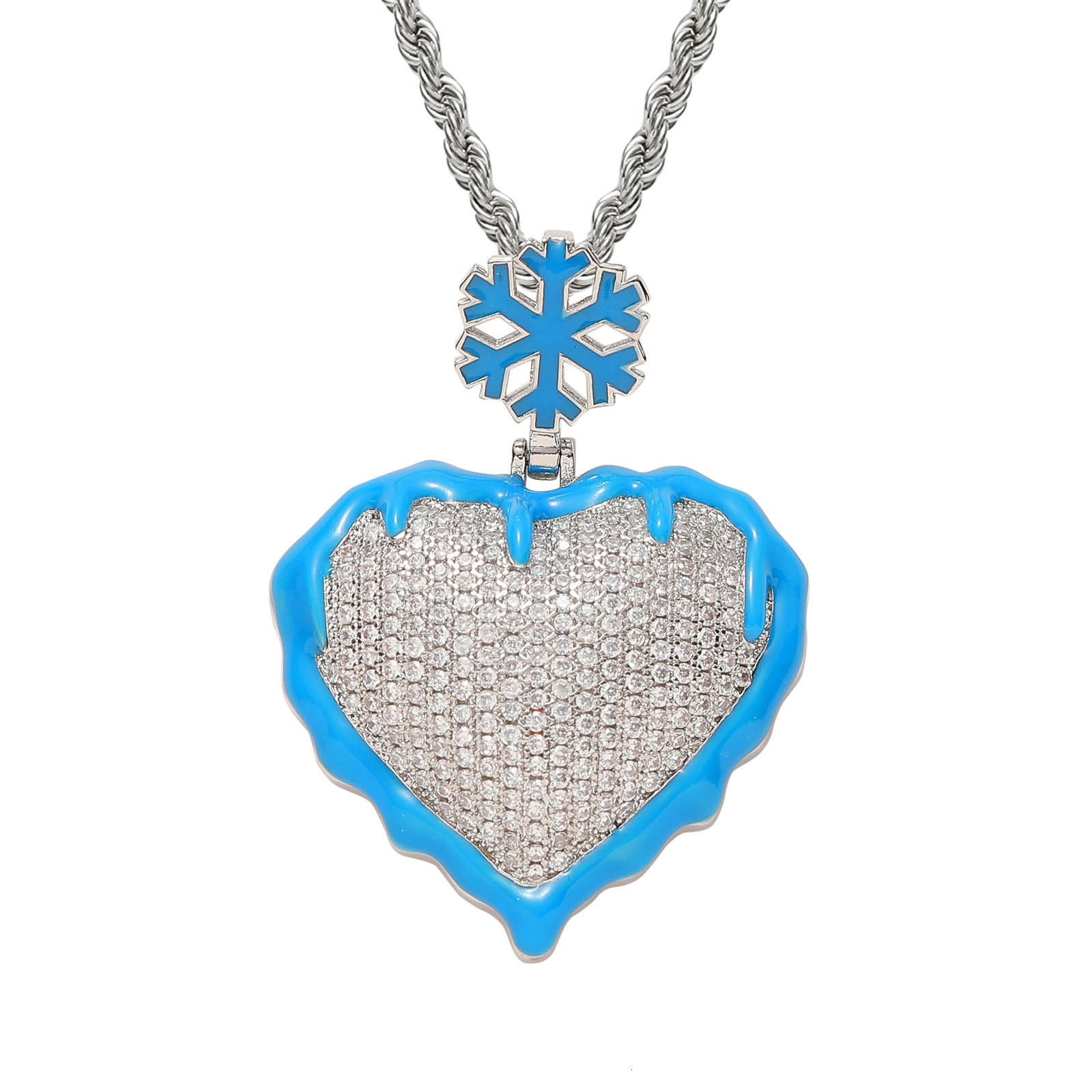 Luminescent Heart Shaped Moissanite Pendant Diamond Studded Couple Necklace Trendy Unisex Personalized Accessory Pass the diamond tester