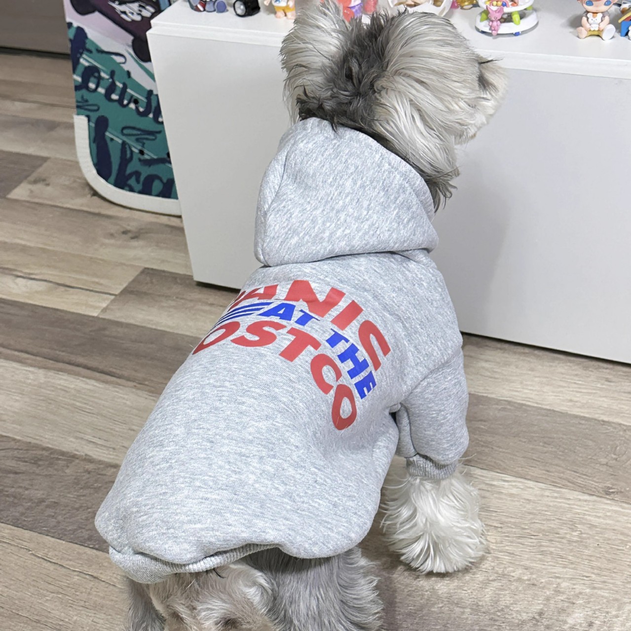 Dog Hoodie Soft and Warm Dog Sweaters, Pet Clothes Autumn Winter Coat Sweatshirt with PANIC COSTCO Print for Puppy, Cat, Small Medium Dogs L A598