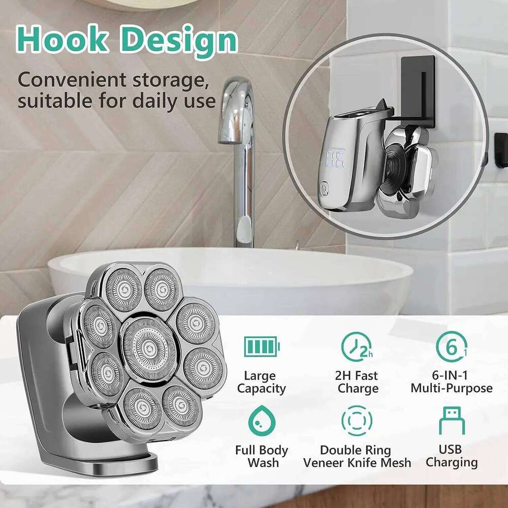 9D Super Electric Shaver 6 In 1 Grooming Kit Waterproof LED Display Wet/Dry Mens Rechargeable Hair Trimmer Razor