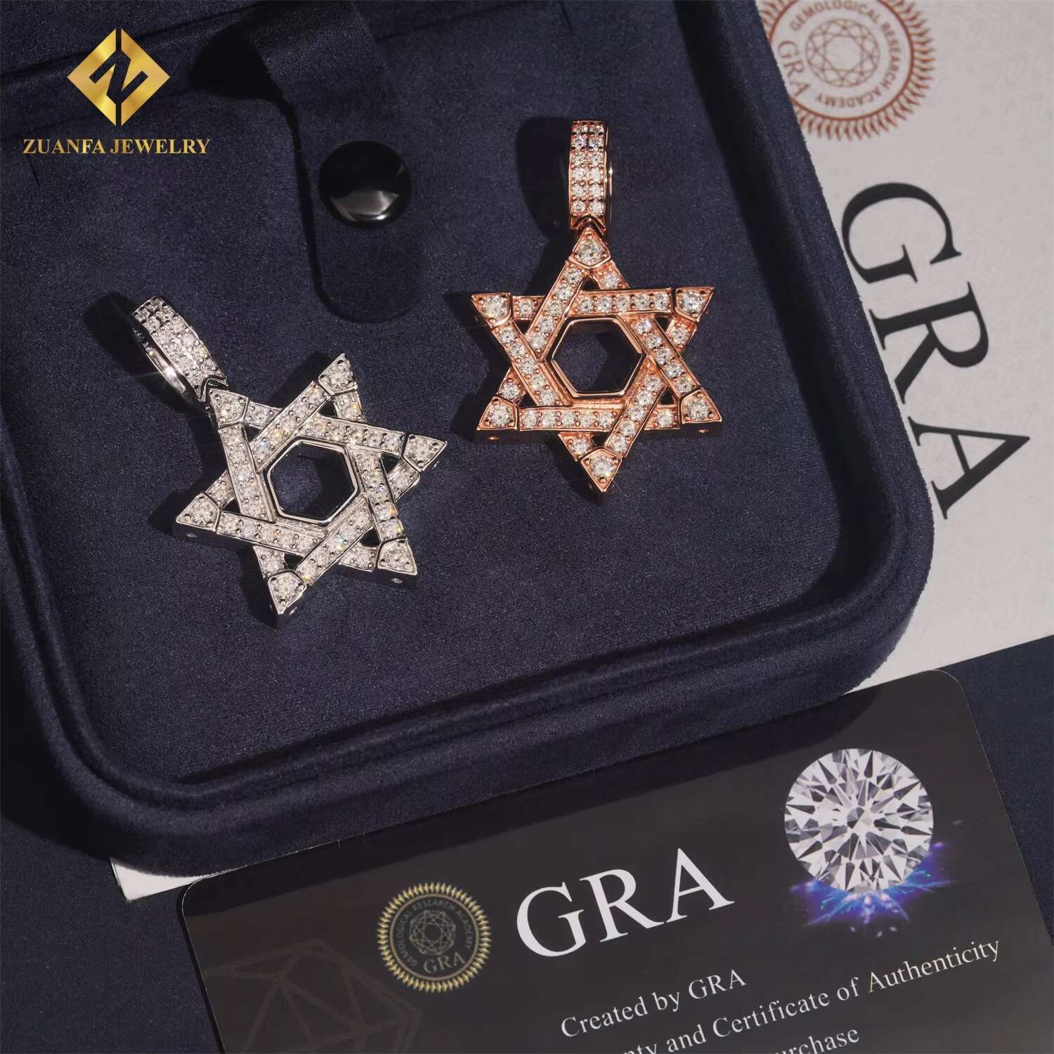 Factory Direct Fine Jewelry Hip Hop VVS Diamond Necklace Solid 925 Sterling Silver Moissanite Iced Out Star Pendant