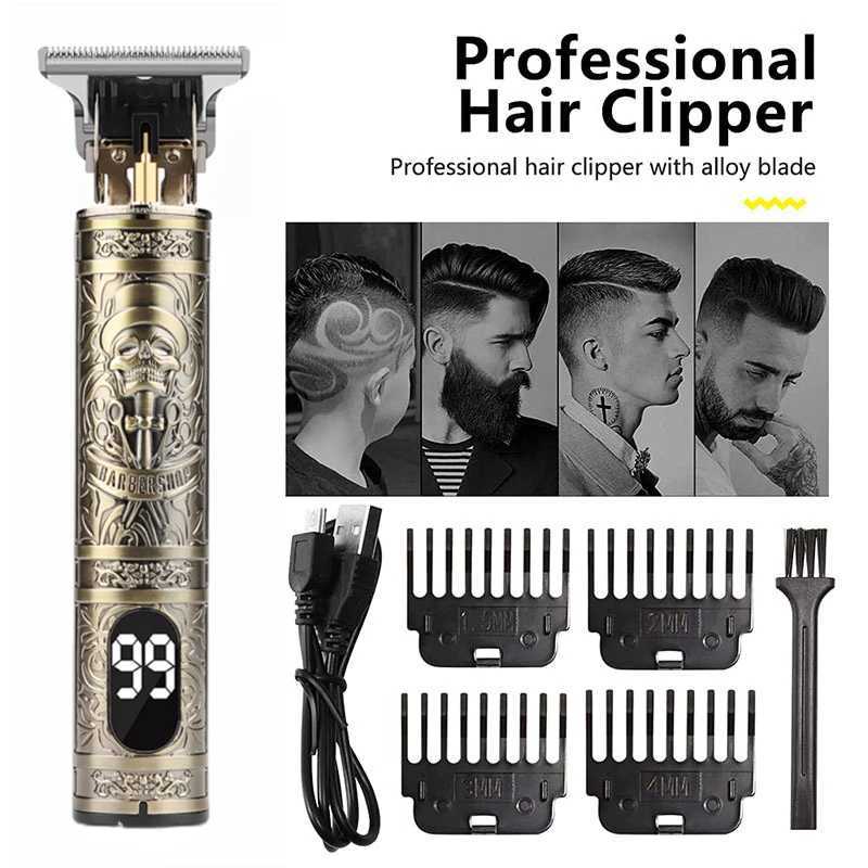 T9 Hair Trimmer Large Capacity Battery Power Display Clipper Hair Cutting Machine Intelligent Fork Mens Shaving Machine Barber Clip XJ250624