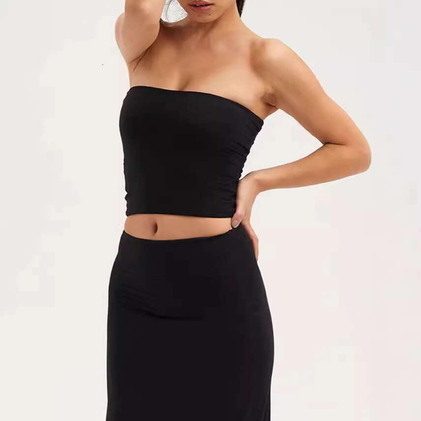 American Style Spicy Girl Bare Sensation Skin-Friendly One-Piece Tube Top Women Pure Desire Sexy Base Wrap Chest Sports Fitness Vacation B5