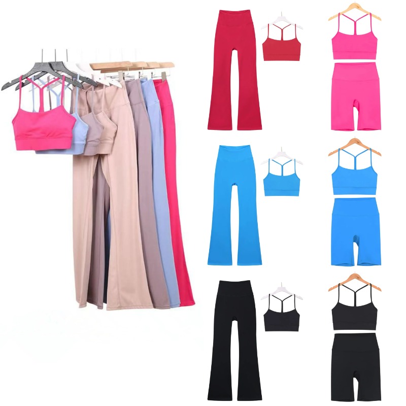 Summer Yoga Set Women Fitness Sportswear Y Back Sport Bra Two Strappy Sports Bra Gym Leggings Workout Outfit Active Wear Shorts set