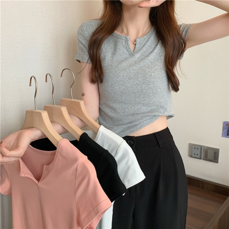KC165 Women's summer design slim fit navel-baring hot girl T-shirt short sleeve