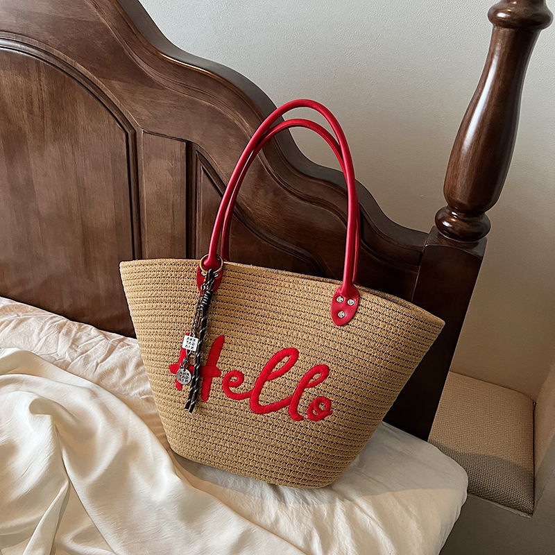 Free shipping designer bag New Women Bag Korean Style Woven Bag Handbag Beach Vacation Bag Lazy Shoulder Bag