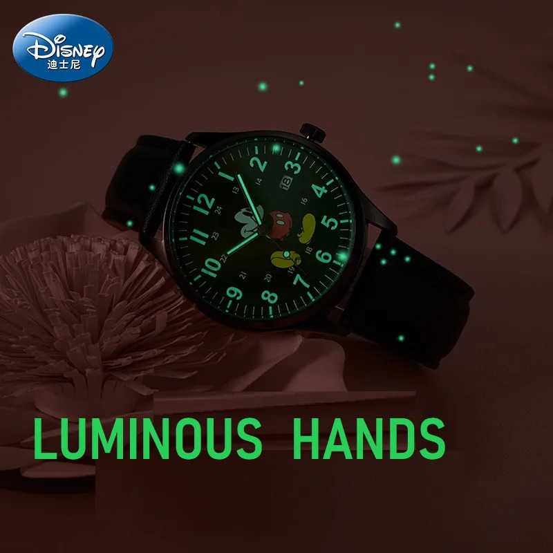 Disney For Women Men Unisex Watch Mickey Minnie Mouse Quartz Wristwatch Cartoon Dial Date Calendar Luminous Hand Youth New Clock Y250624