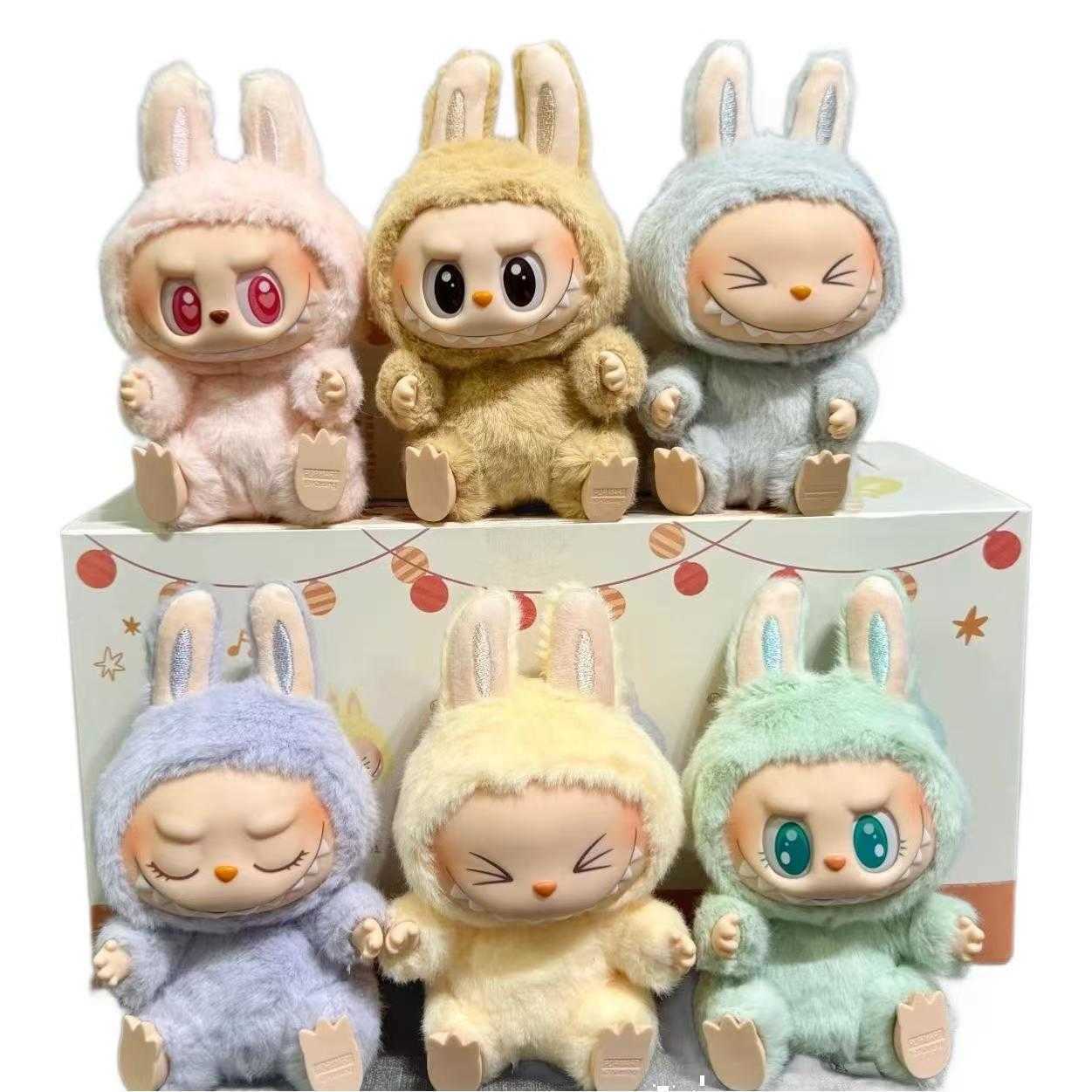 Labubu The Monsters Heartbeat Macaron Enamel Face Blind Box Pvc Figurine Labubu sitting party Kawaii Doll Kid Christmas Gifts