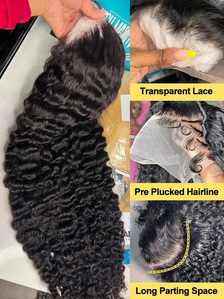 Deep Wave Glueless Wig Ready To Wear And Go PrePlucked For Women Precut 13x4 Hd Frontal Curly Lace Front Wigs On Sale Synthetic Wig