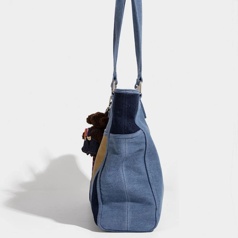 Casual Denim Patchwork Large Capacity Shoulder Bag Allmatch Handbags and Purses Style Tote Sac A Main Femme 250624