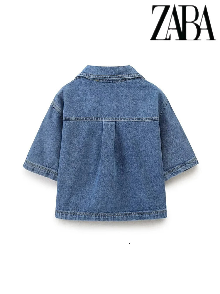 TRAF Womens Pocket Decoration Loose Denim Suit Casual Lapel Short Shirt Asymmetric Skirt Versatile Two Piece Set 250614