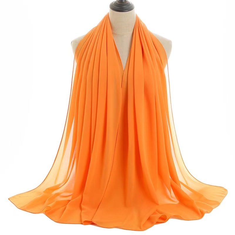 T1054 Plain Pearl Chiffon Women's Head Scarf Scarf Gauze Scarf Long Scarf