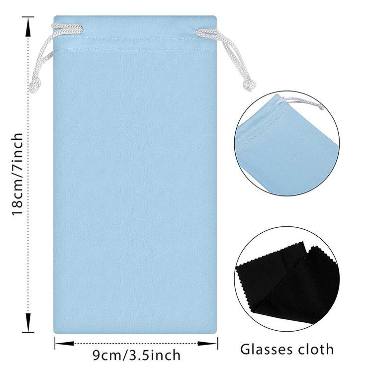 Wholesale Custom Microfiber Sunglasses Case Soft Drawstring Eye Glasses Pouch Cover