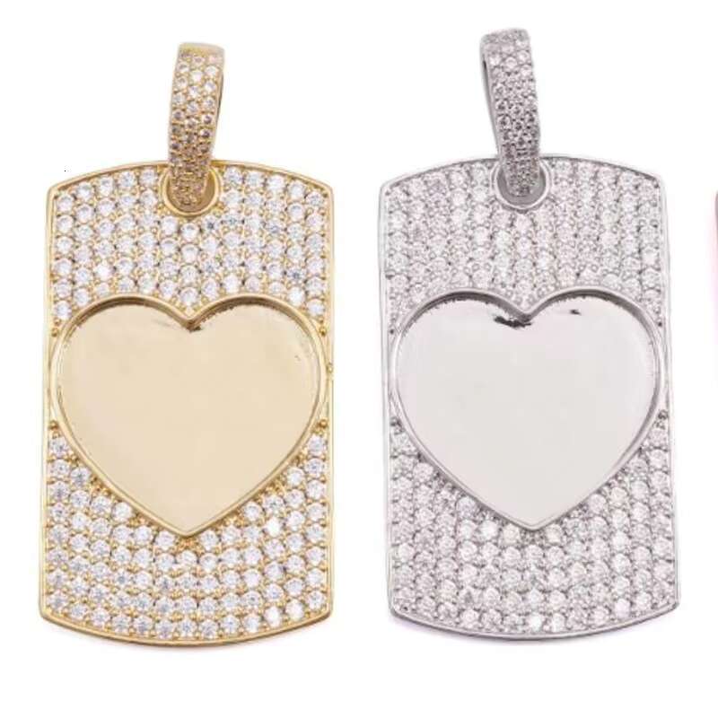 Hip Hop Fine Jewelry Passd Diamond Tester 925 Silver VVS Moissanite Rectangle Cluster Heart Shape Memory Pendant for Men Women