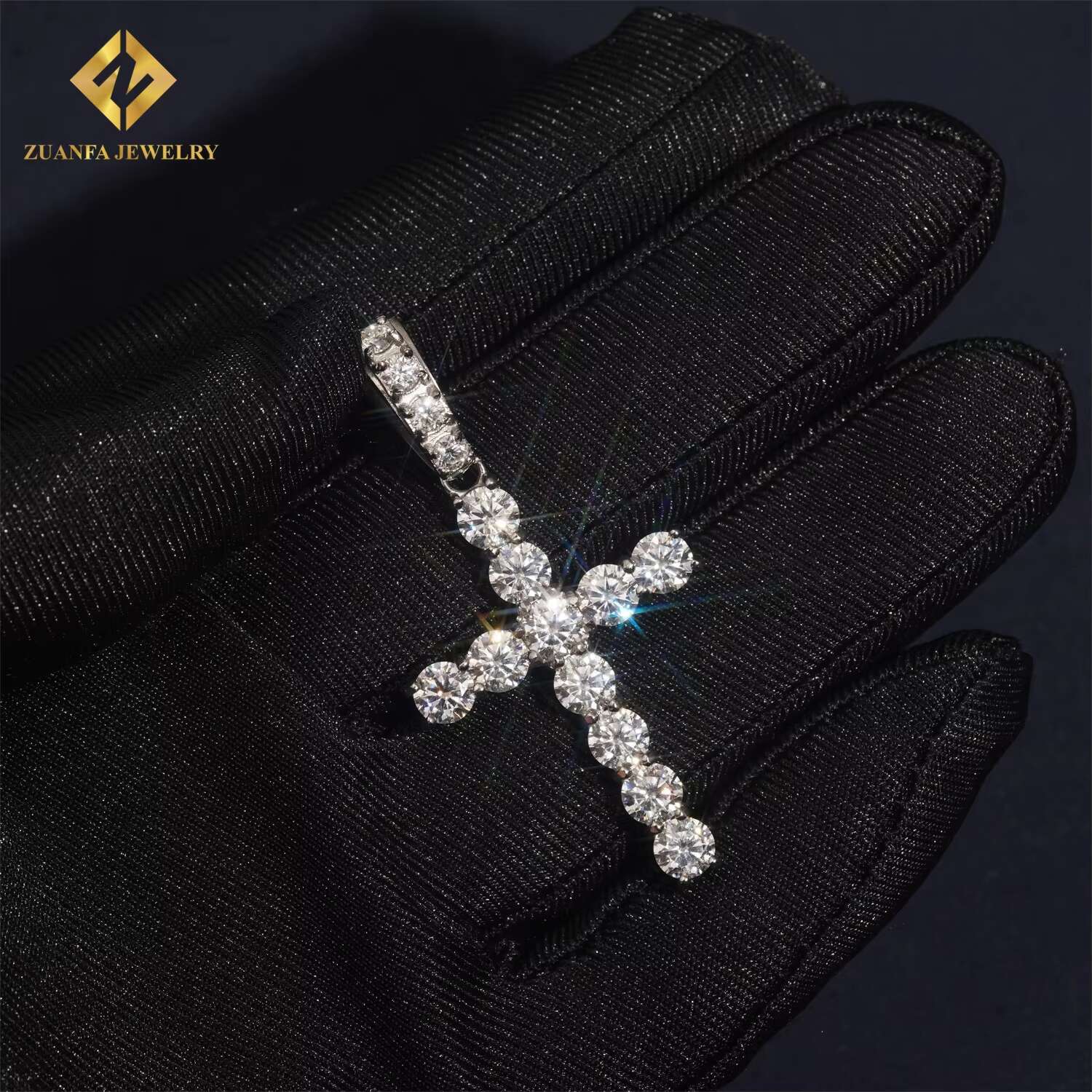 Pass Diamond Tester Custom Iced Out Hip Hop Moissanite Jewelry Pendant VVS D Moissanite Stainless Steel Cross Pendant