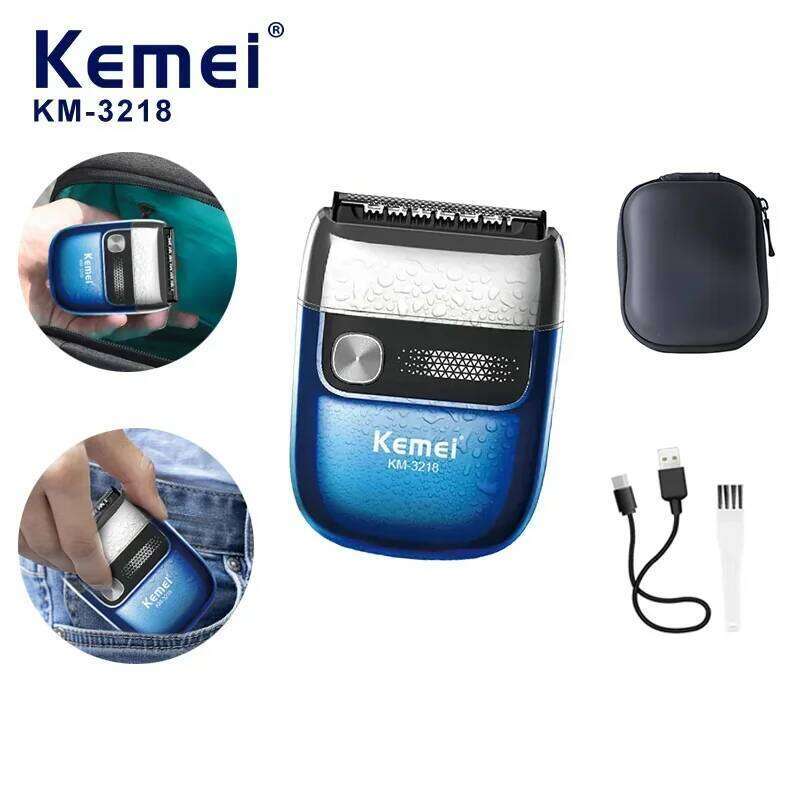 Kemei Km-3218 Waterproof Blade Beard Trimmer Usb Portable Mini Electric Face Body Shaver For Men Women