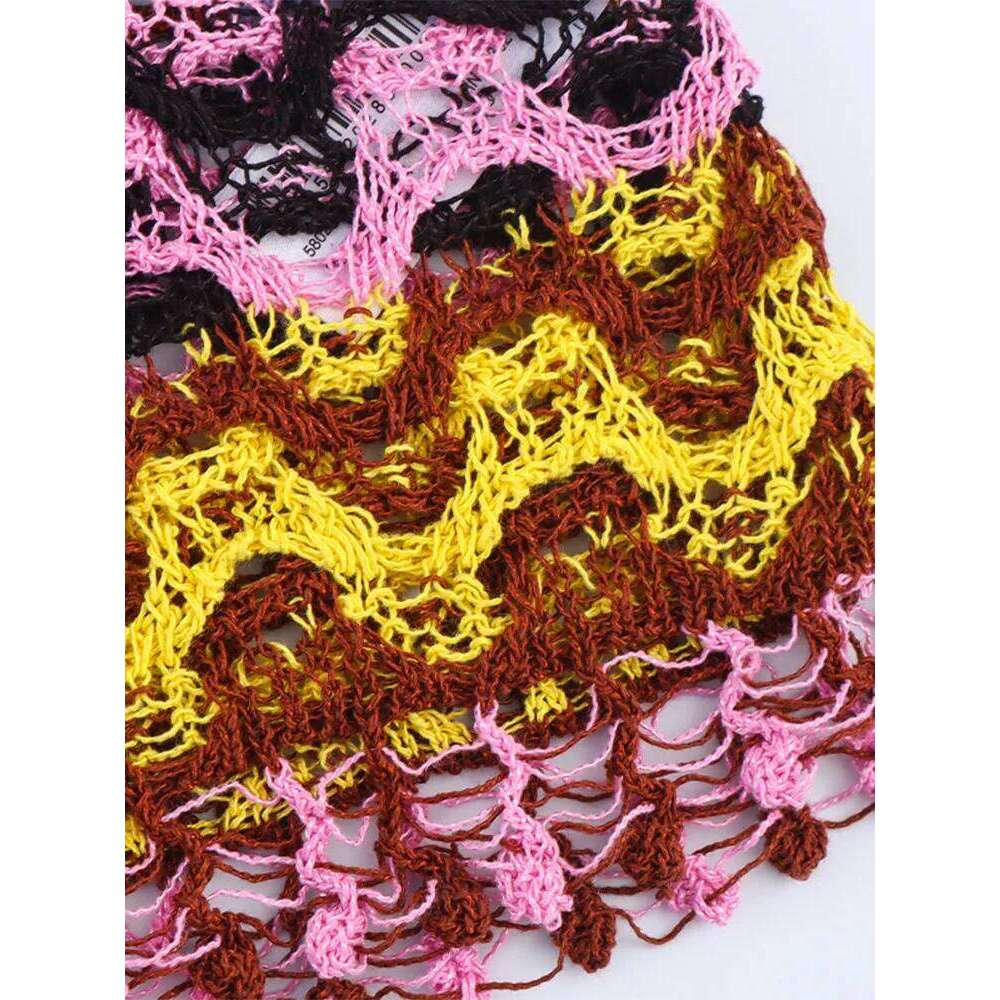 Summer New Women's Deep V Striped Knitted Spaghetti Strap Sleeveless Mini Dresses Elegant Chic Female Dress For Party Vacation