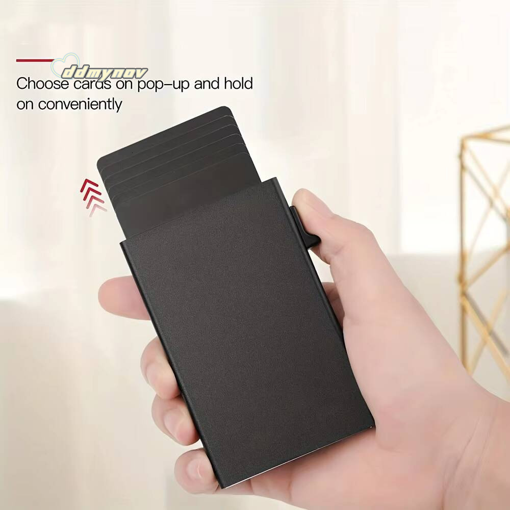 Anti-theft RFID ID Credit Side Push Pop-up Card Holder Thin Aluminium Metal Wallets Bank Men Wallet ddmynov