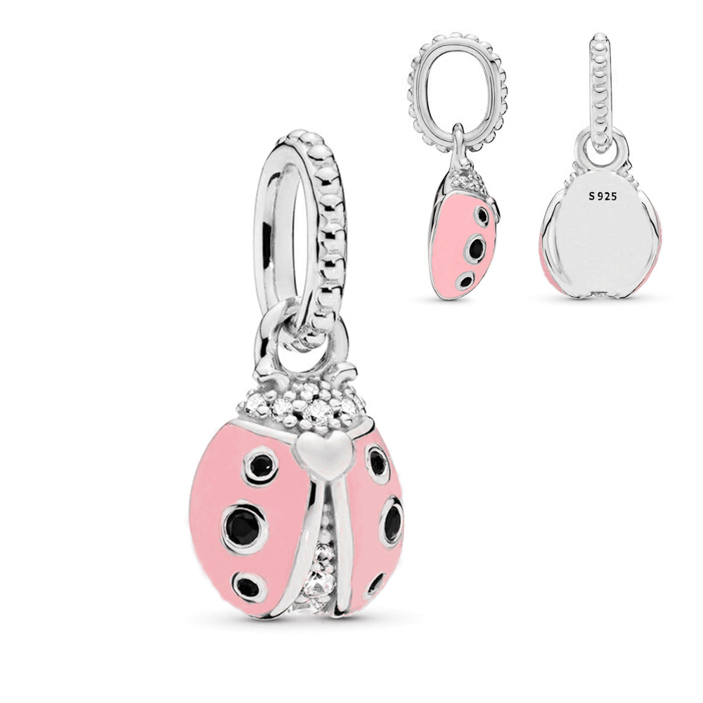 FewDook NEW Silver Plated Glow-in-the-dark Firefly & Seven-spotted Ladybug Dangle Charm Bead Fit Original Pan Bracelet DIY Fine Jewelry Gift 2025