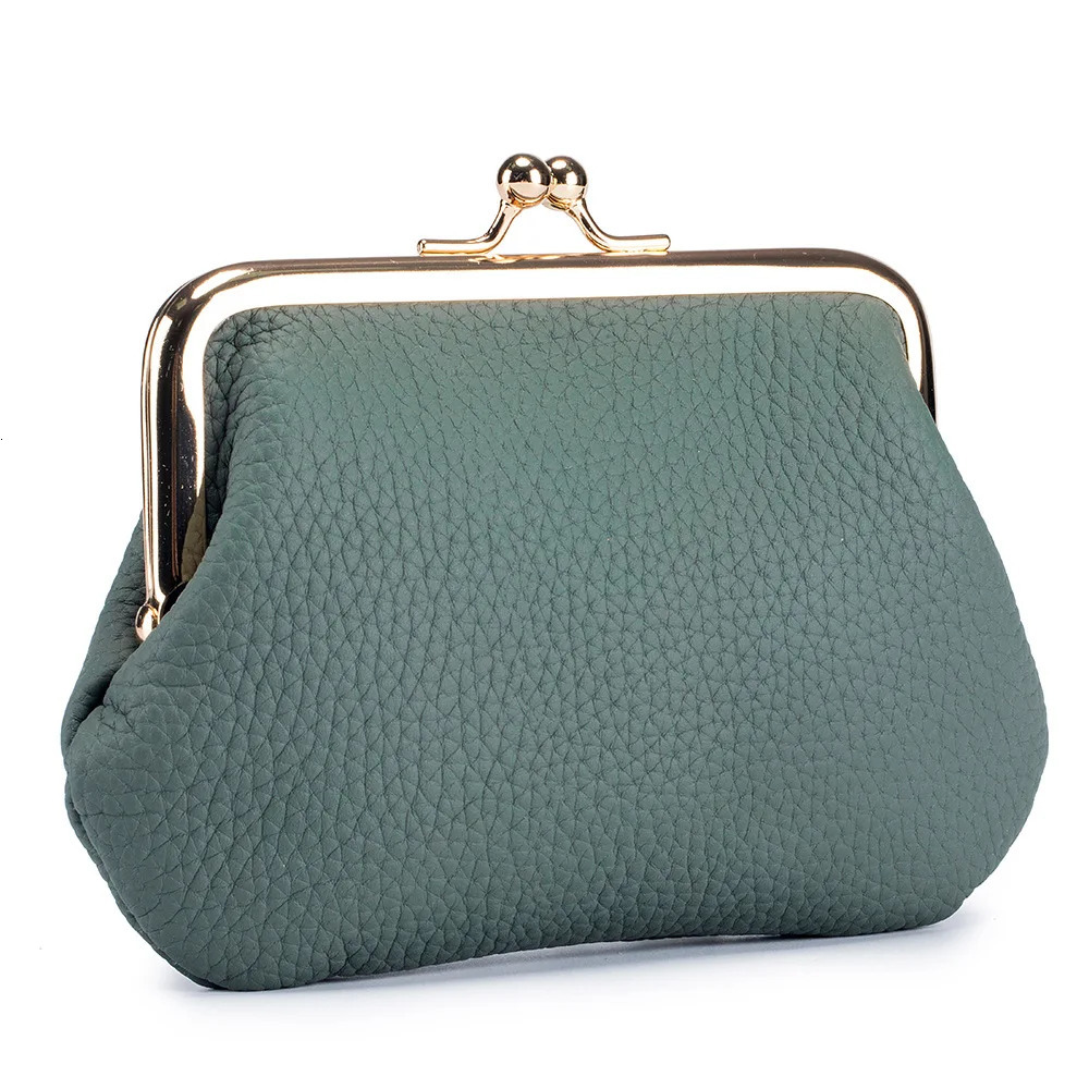 Coin Purse for Women Genuine Cow Leather Casual Card Holder Mini Storage Bag Small Short Wallet with Kiss Lock 250623