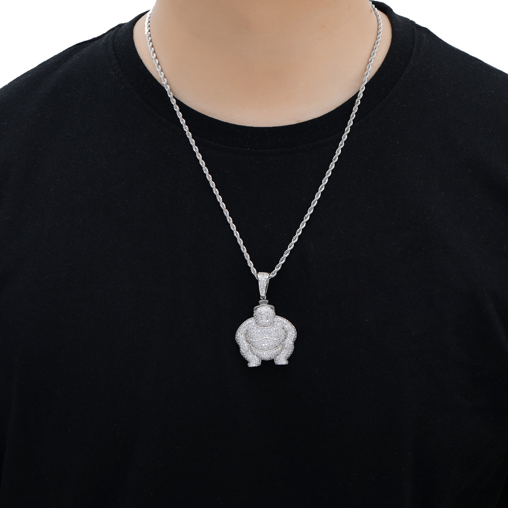 Hip Hop Sumo Wrestler Pendant Iced Out Diamond Luxury Moissanite Streetwear Accessory Pass the diamond tester