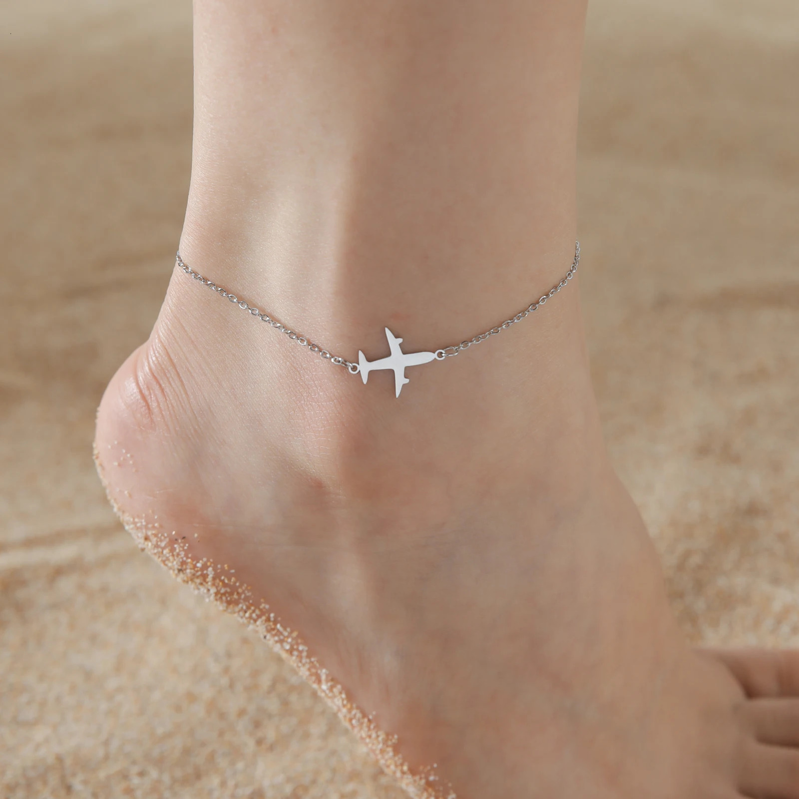 Walking Cat Ankle Bracelet Women Stainless Steel Simple Anklet Korean Fashion Summer Beach Foot Accessories Wholesale 250606