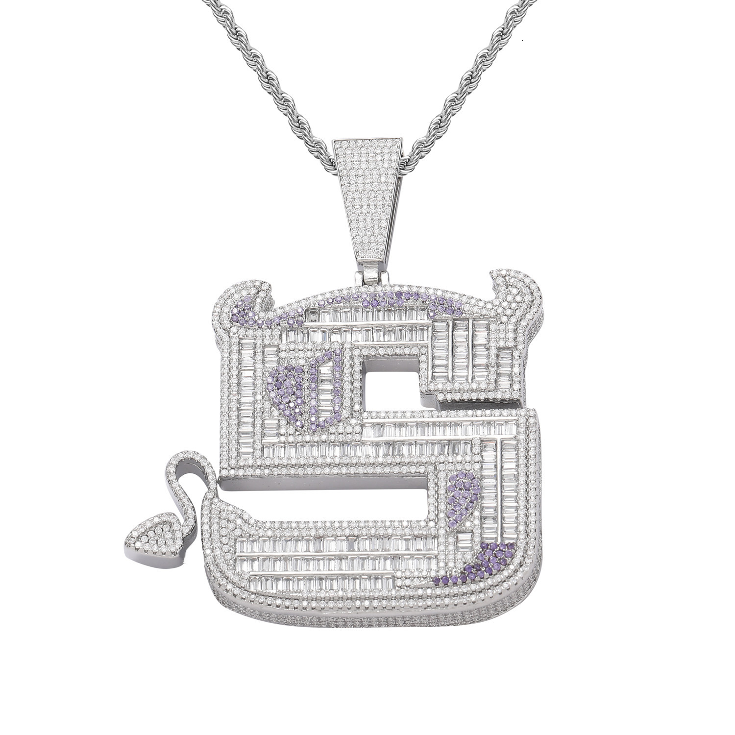 Luxury Moissanite Hip Hop Little Devil S Letter Pendant Iced Out Celebrity Style Necklace Trendy Accessory Pass the diamond tester