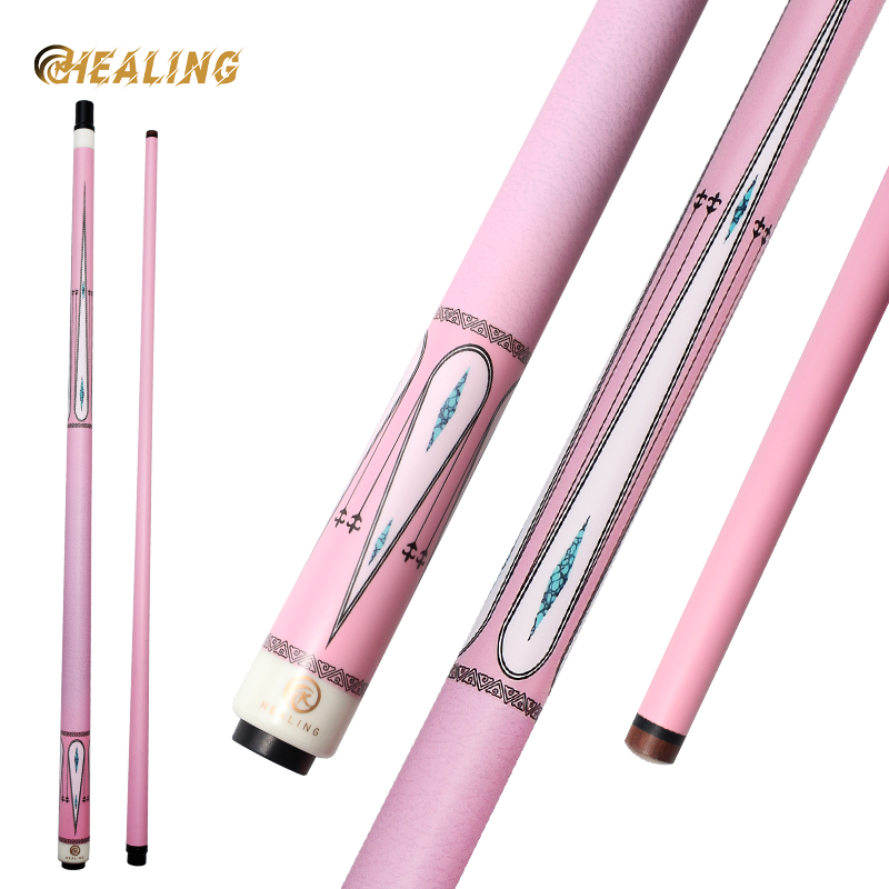 OKHEALING Pink Break Cue Stick Black Technology Carbon Fiber Pool Cue 12.9mm Bakelite Tip 147cm /58inch 19~20oz Weight Uni-loc Pin or 3 Teeth Joint Pi