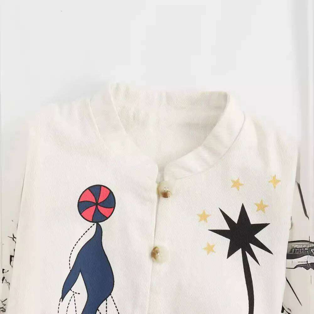 Spring Vintage Printed Coat For Women Casual Stand Collar Single Breasted Long Sleeve Jacket Female Fashion Overcoat