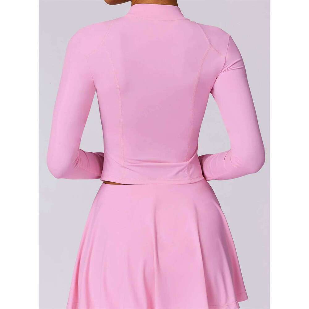 Summer Skirt Set Women UV Protection Long Sleeved Sunscreen Zipper Coat Outdoor Ice Silk Cool Running Yoga Exercise Sets