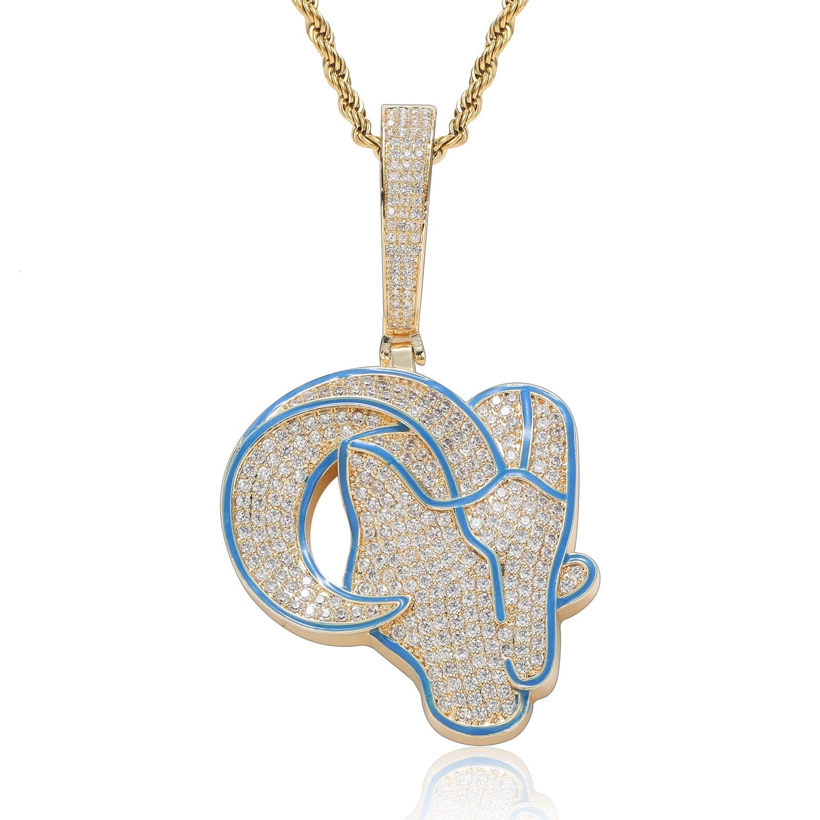 New Style Hip Hop Goat Pendant Ice Out Bling Trendy Men's Animal Necklace Labubu Accessory Pass the diamond tester