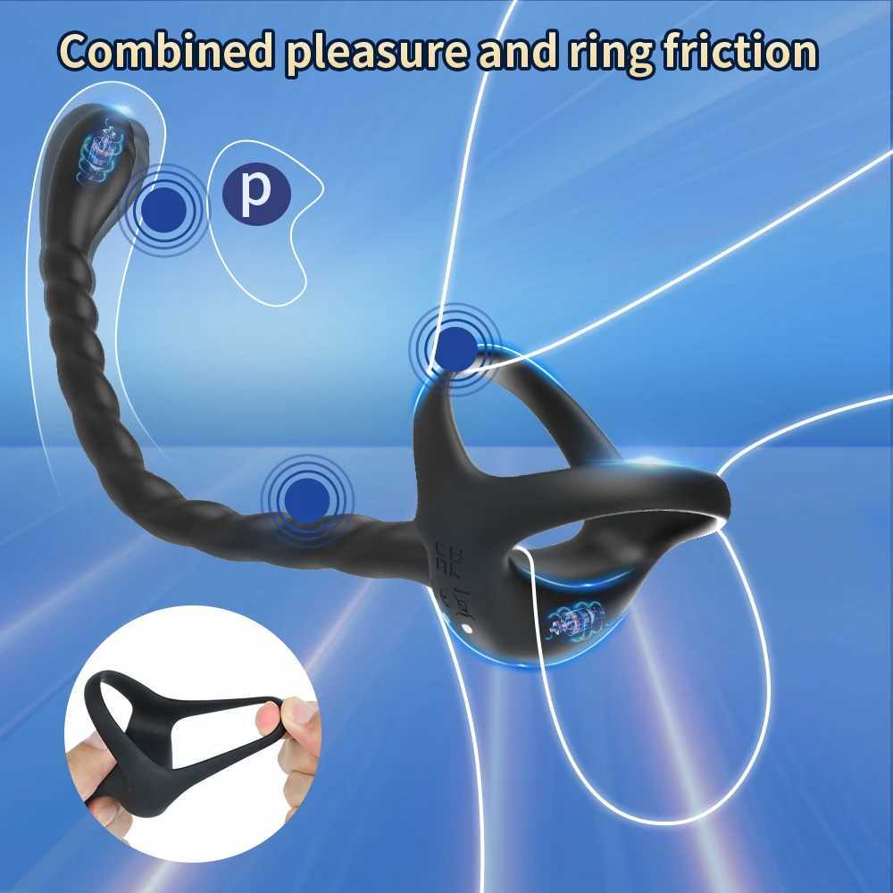 APP Remote Penis Ring Anal Plug Vibrators For Men Cock Ring Delay Exerciser Prostate Stimulator Massager Adult Sex Toys for Men W250624